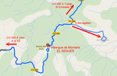 Mapa como ir al Alojamiento en Benagéber